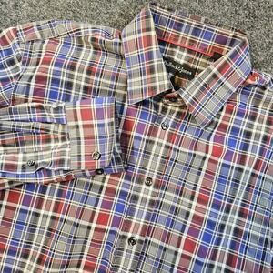Bullock & Jones Mens Large Plaid Button Down Shirt Cotton Long Sleeve Casual